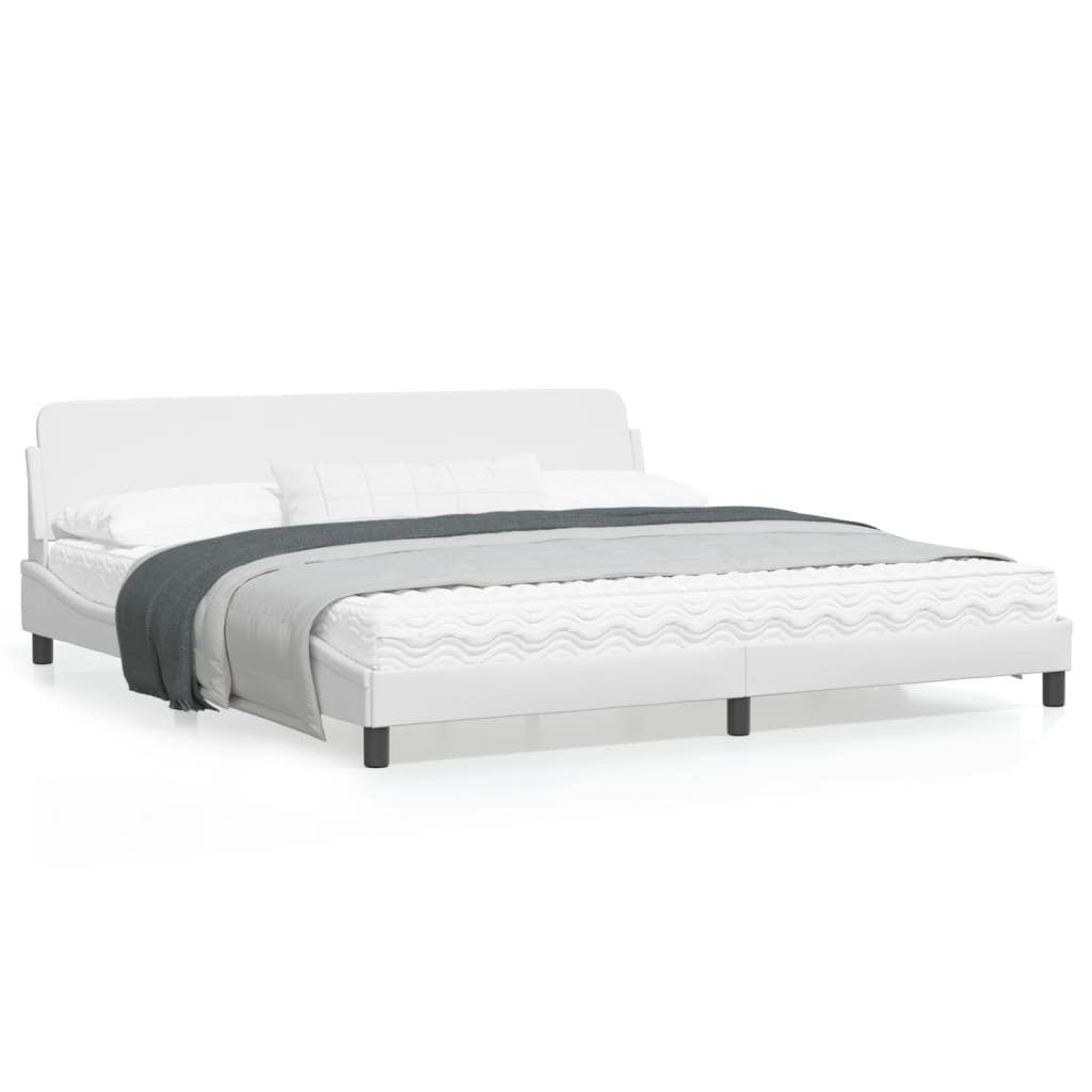 vidaXL Bed Frame with Headboard White 76"x79.9" King Faux Leather