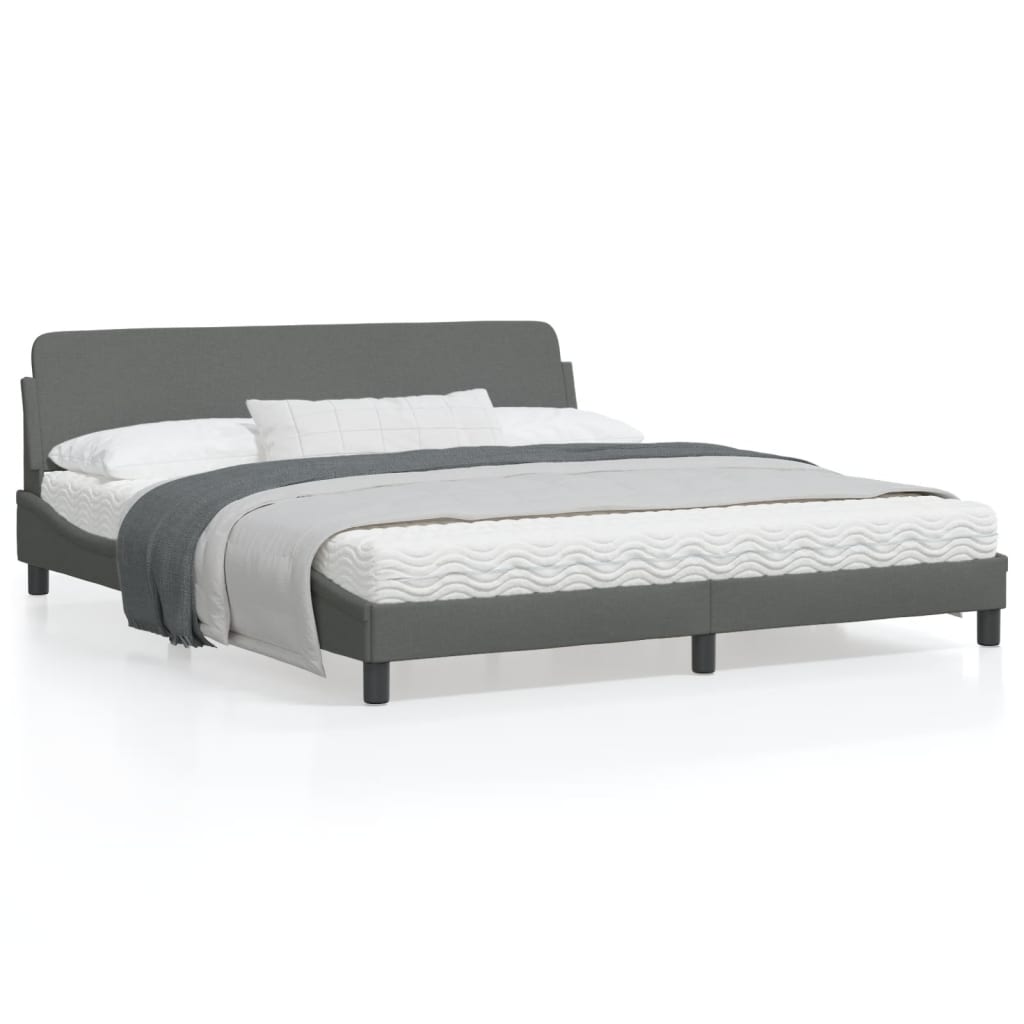 vidaXL Bed Frame with Headboard Dark Gray 72"x83.9" California King Fabric