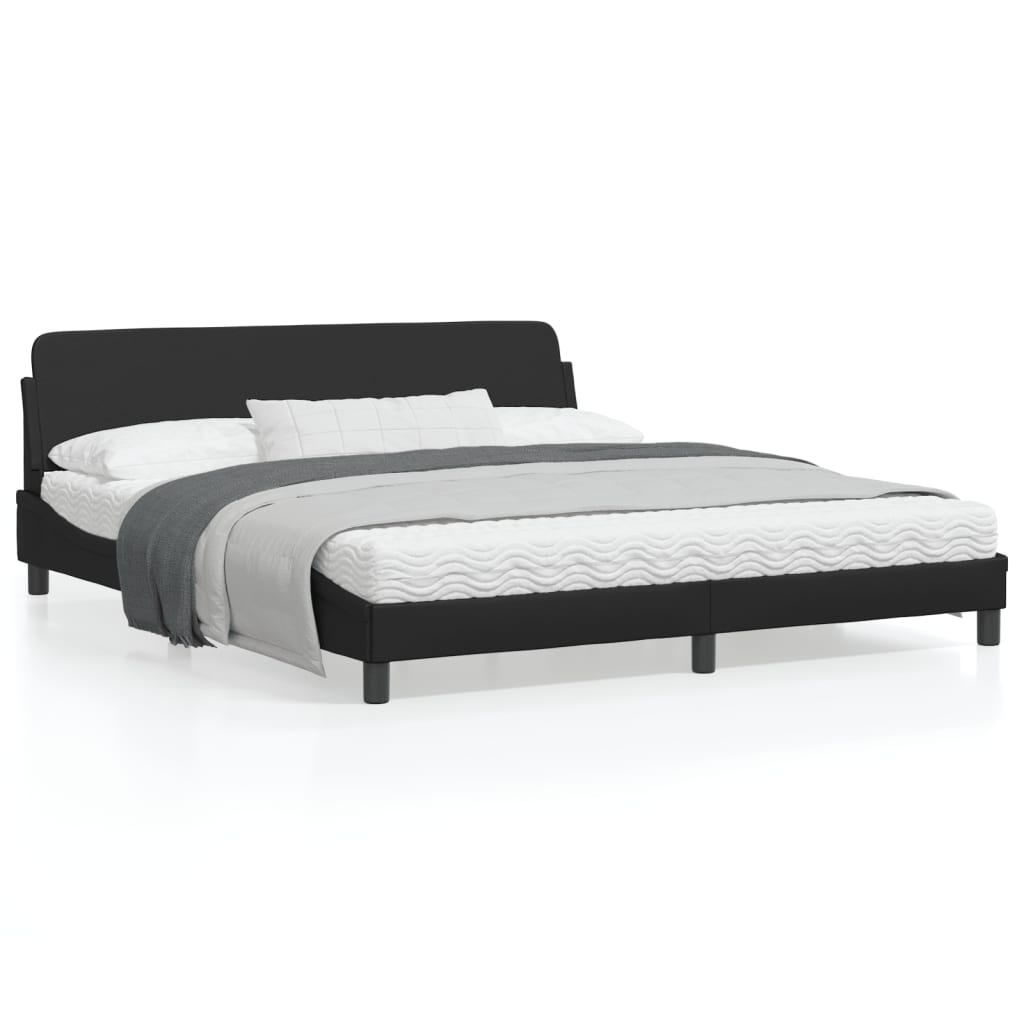 vidaXL Bed Frame with Headboard Black 72"x83.9" California King Faux Leather