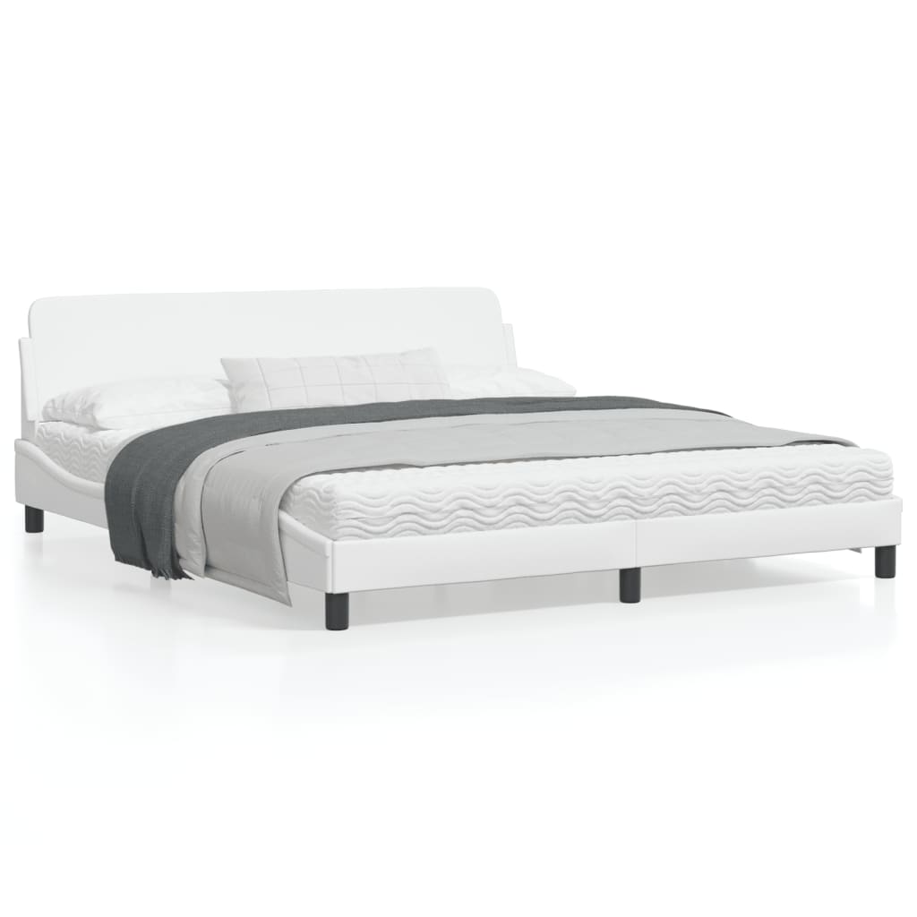 vidaXL Bed Frame with Headboard White 72"x83.9" California King Faux Leather