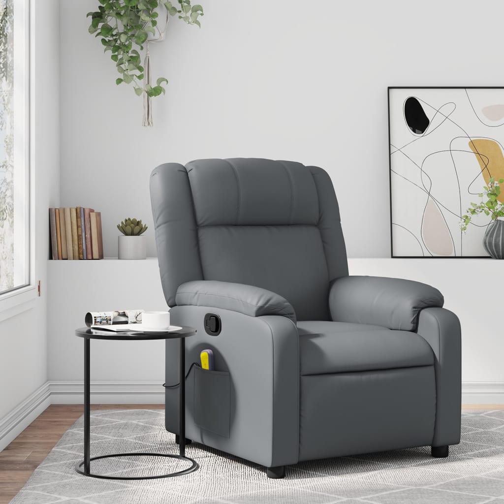 vidaXL Massage Recliner Chair Gray Faux Leather