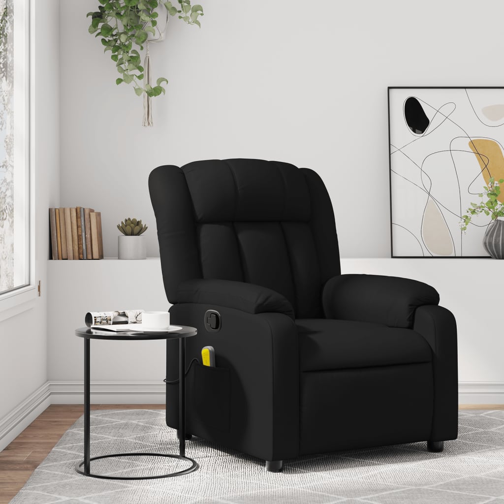 vidaXL Massage Recliner Chair Black Faux Leather