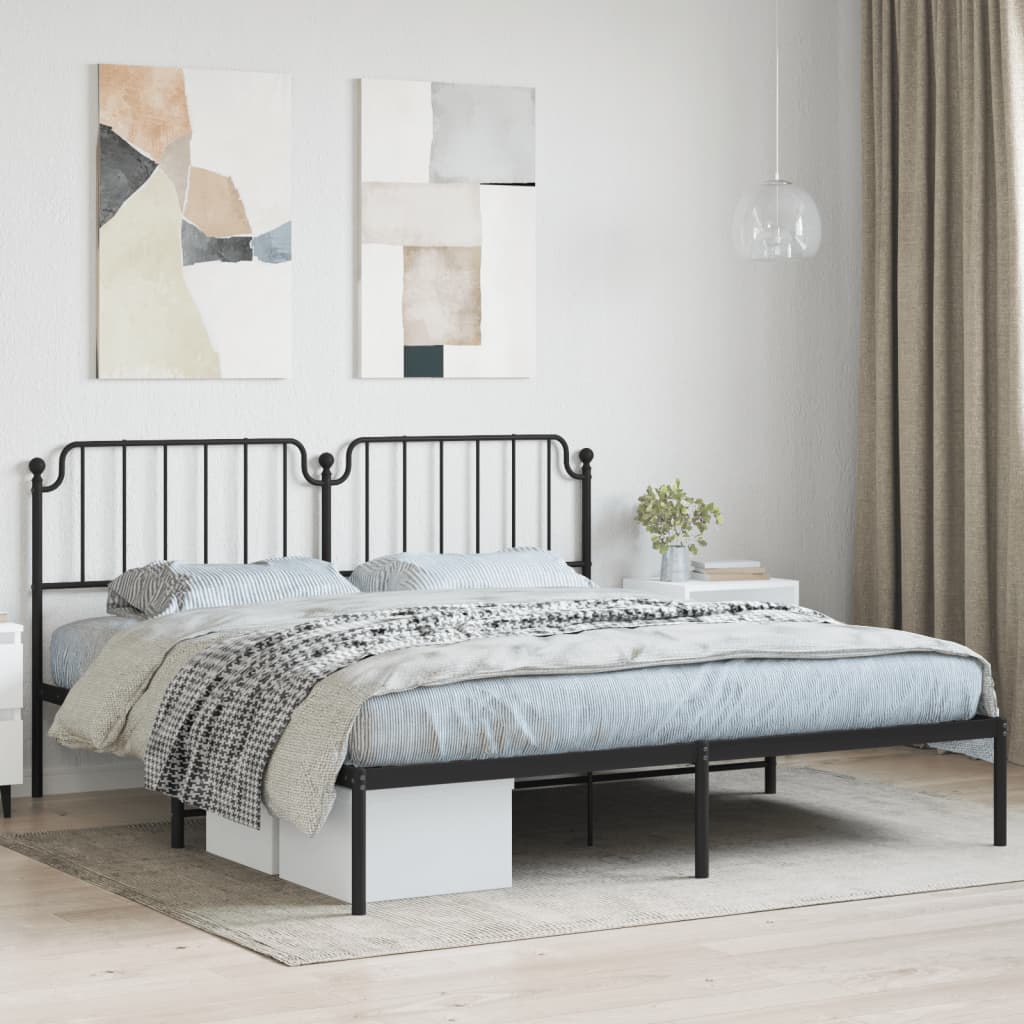 vidaXL Metal Bed Frame with Headboard Black 72"x83.9" California King