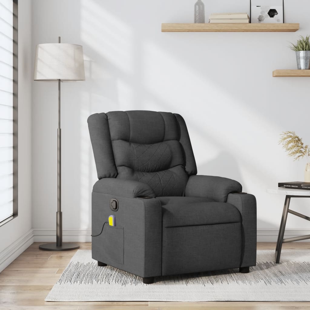 vidaXL Massage Recliner Chair Dark Gray Fabric