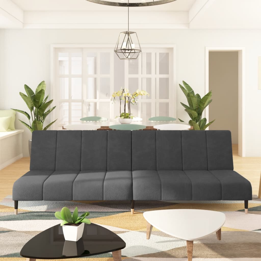 vidaXL 2-Seater Sofa Bed Dark Gray Velvet