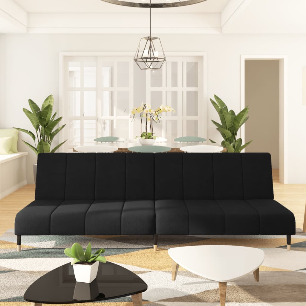 vidaXL 2-Seater Sofa Bed Black Velvet