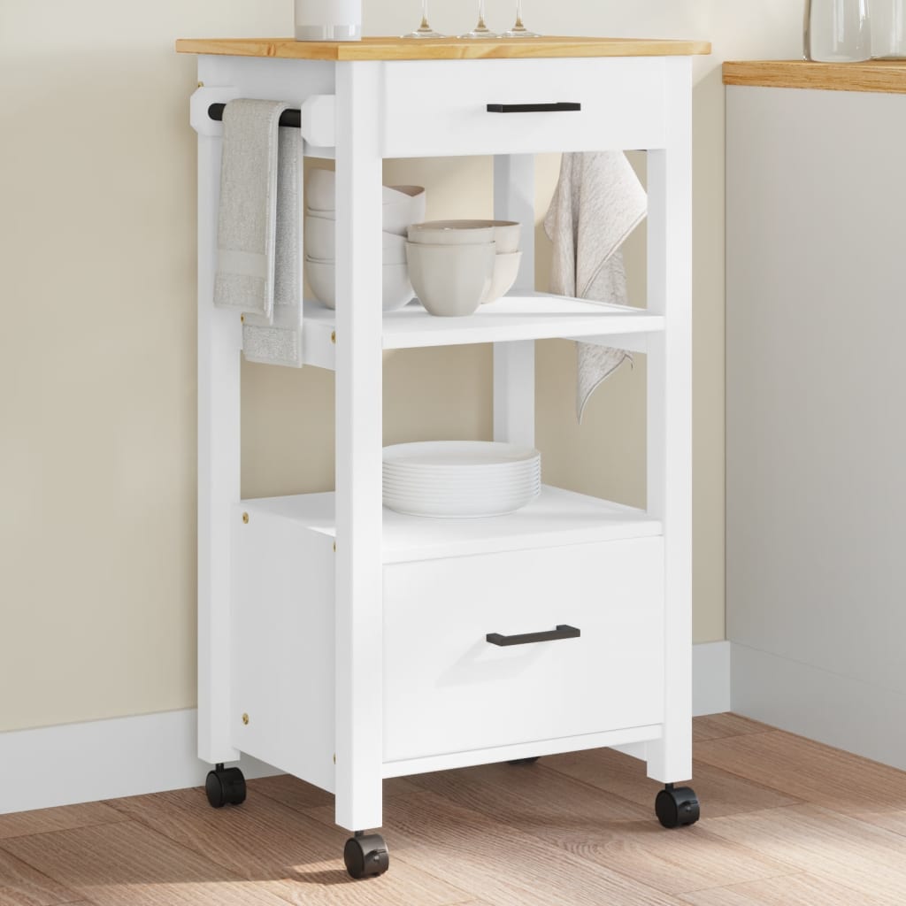 vidaXL Kitchen Trolley MONZA 18.9"x15.7"x35.4" Solid Wood Pine