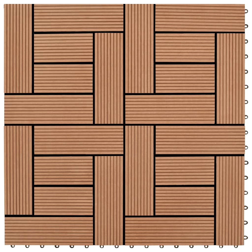 Brown 11 pcs 11.8"x11.8" Decking Tiles WPC 11 ft2