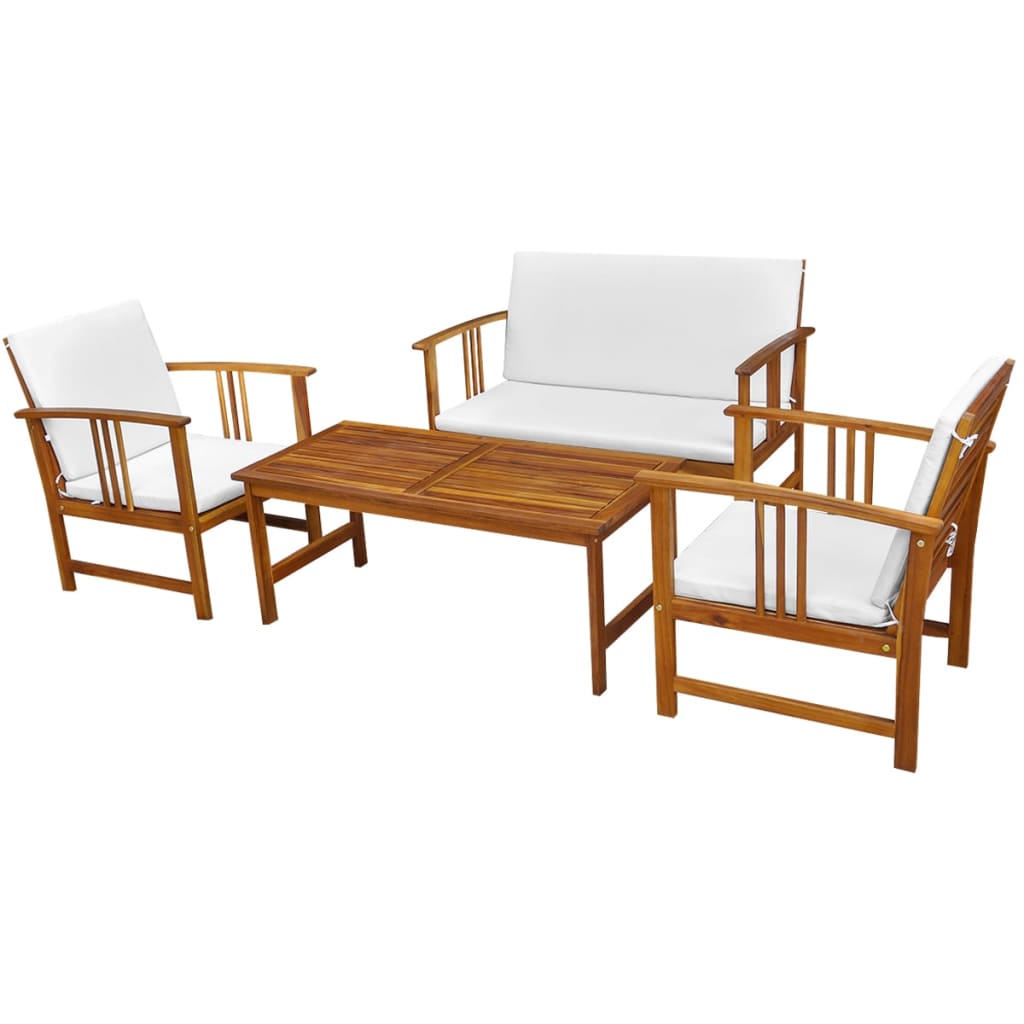 vidaXL 4 Piece Patio Lounge Set with Cushions Solid Acacia Wood