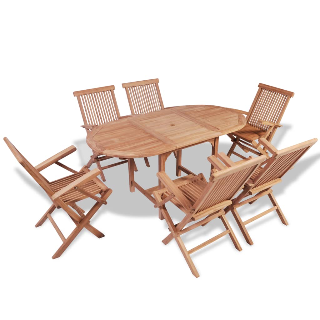 vidaXL B-ware 7 Piece Patio Dining Set Solid Teak