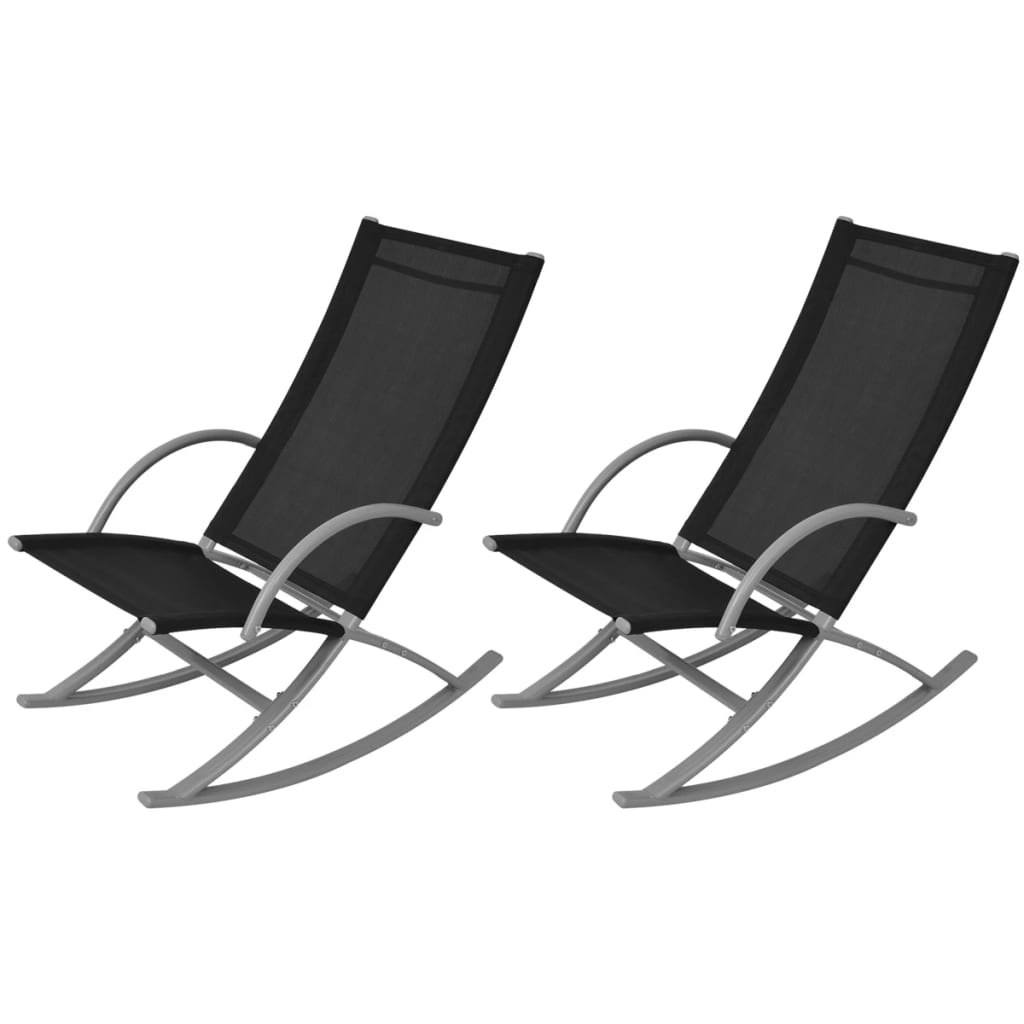 vidaXL Patio Rocking Chairs 2 pcs Steel and Textilene Black