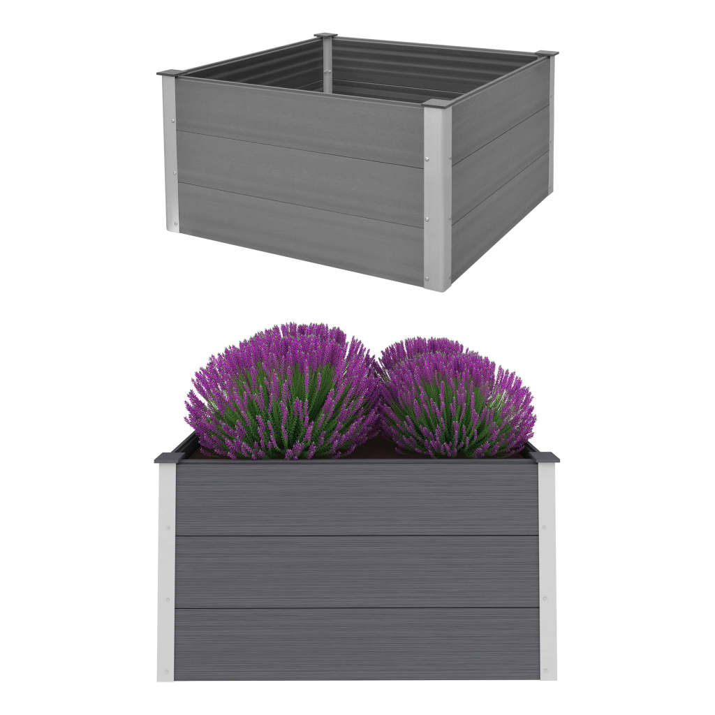 vidaXL Garden Raised Bed WPC 39.4"x39.4"x21.3" Gray