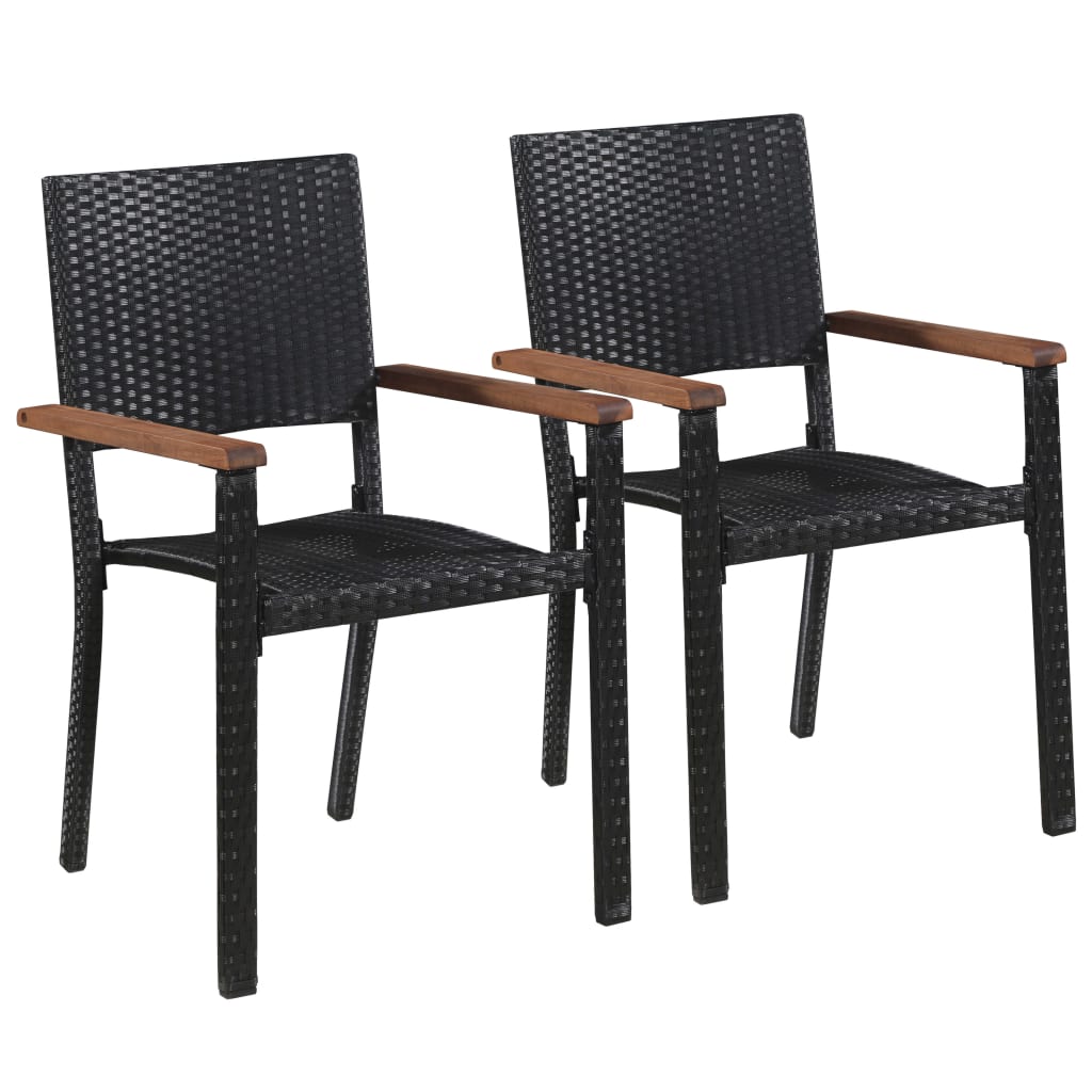 vidaXL Patio Chairs 2 pcs Poly Rattan Black