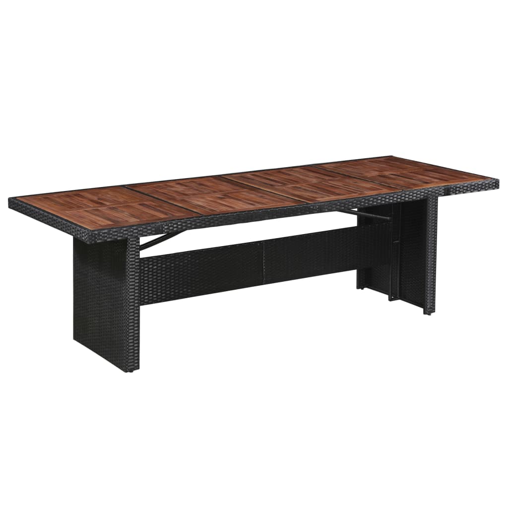 vidaXL Patio Table 94.5"x35.4"x29.1" Poly Rattan and Solid Acacia Wood