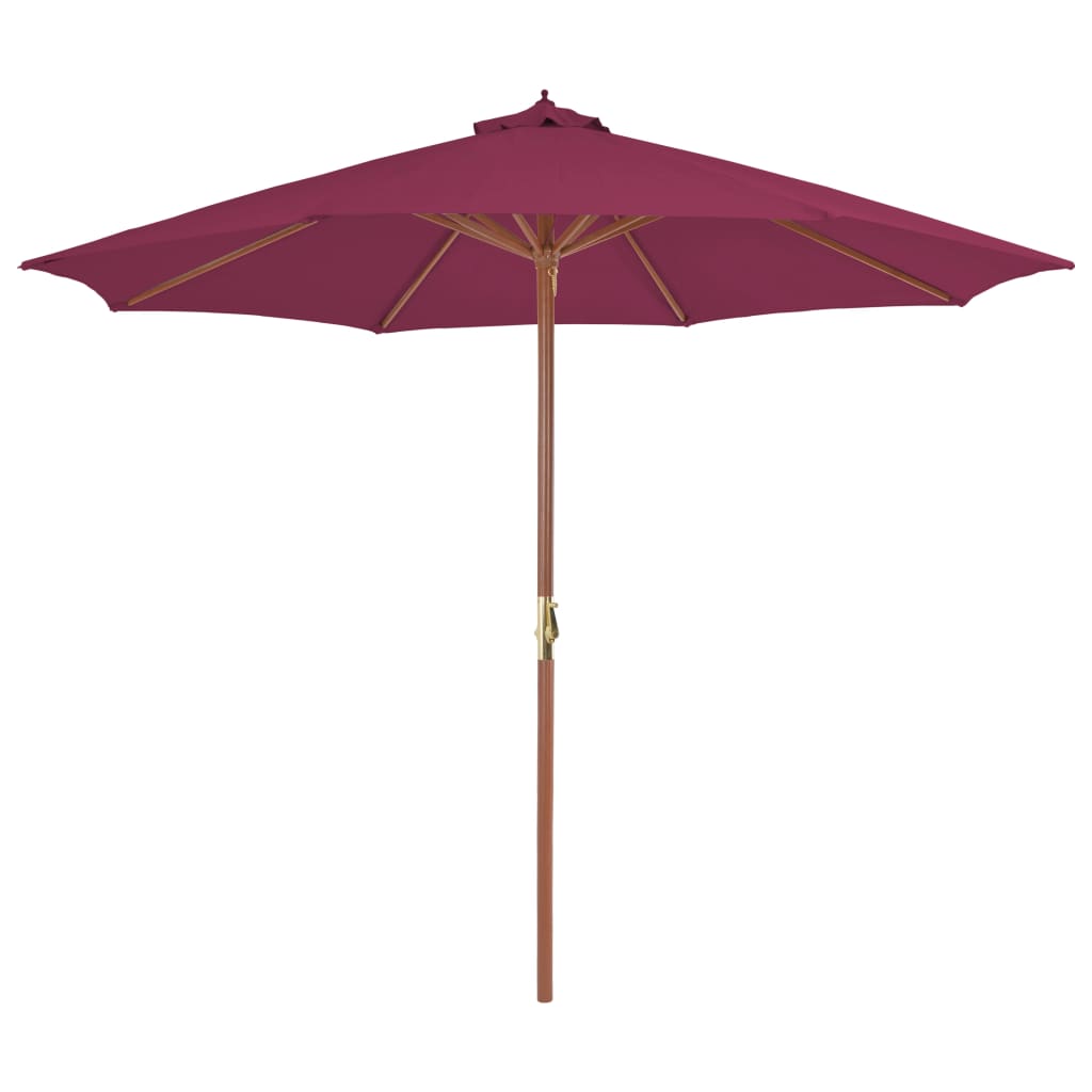 vidaXL Outdoor Parasol with Wooden Pole 118.1" Bordeaux Red