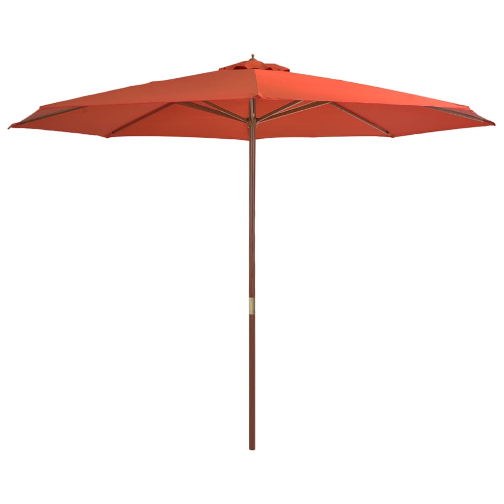 vidaXL Outdoor Parasol with Wooden Pole 137.8" Terracotta