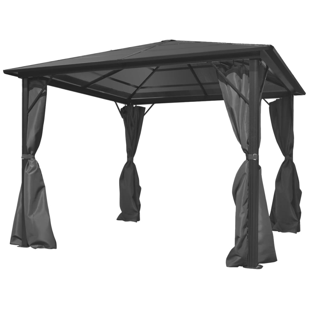 vidaXL Gazebo with Curtain Anthracite Aluminum 118.1" x 118.1"