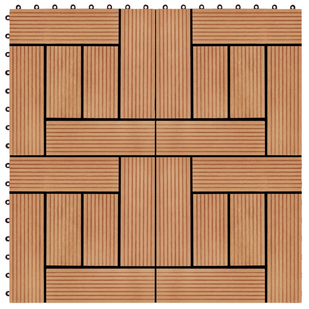 vidaXL 11 pcs Decking Tiles WPC 11.8"x11.8" 1 sqm Teak Color