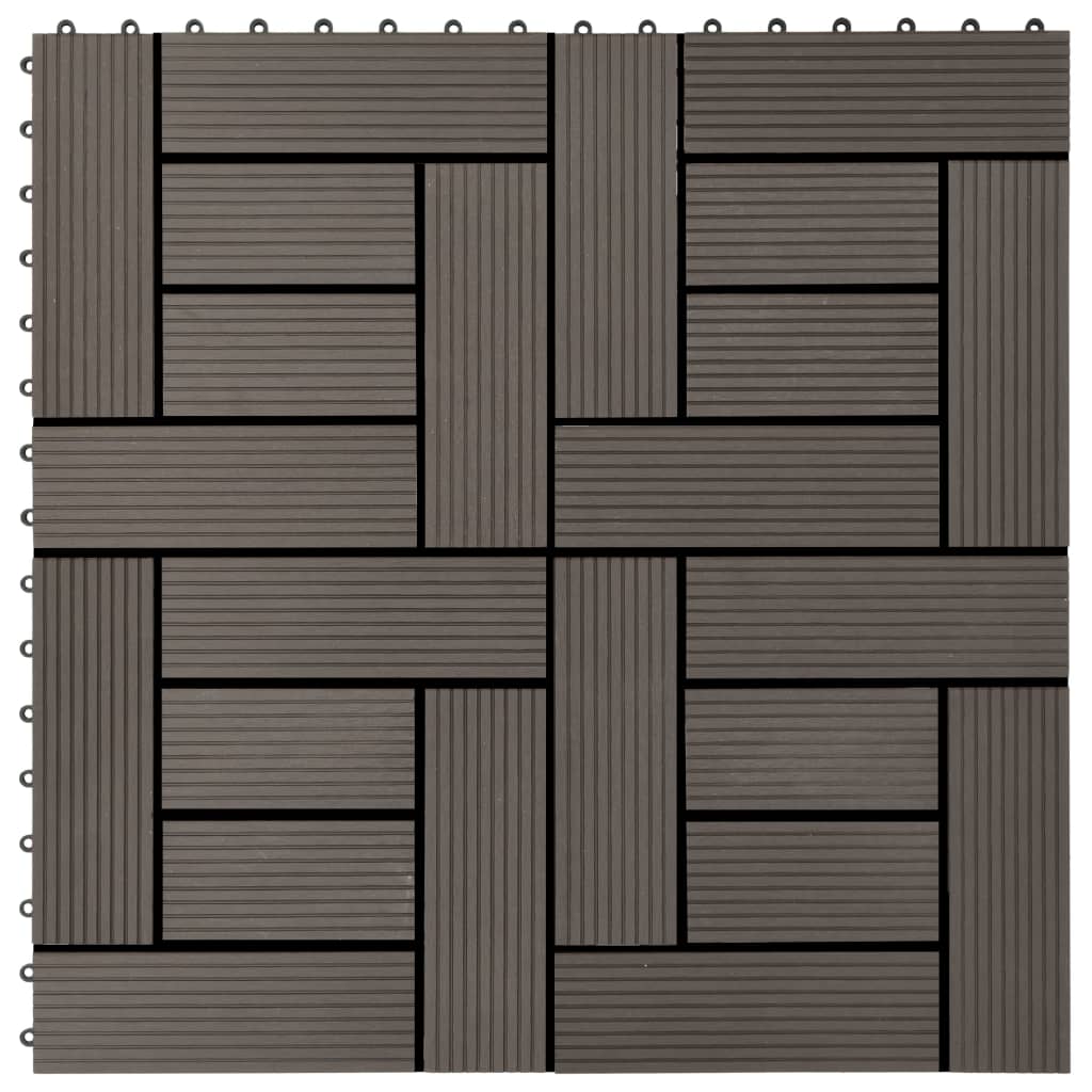 vidaXL 11 pcs Decking Tiles WPC 11.8"x11.8" 1 sqm Dark Brown