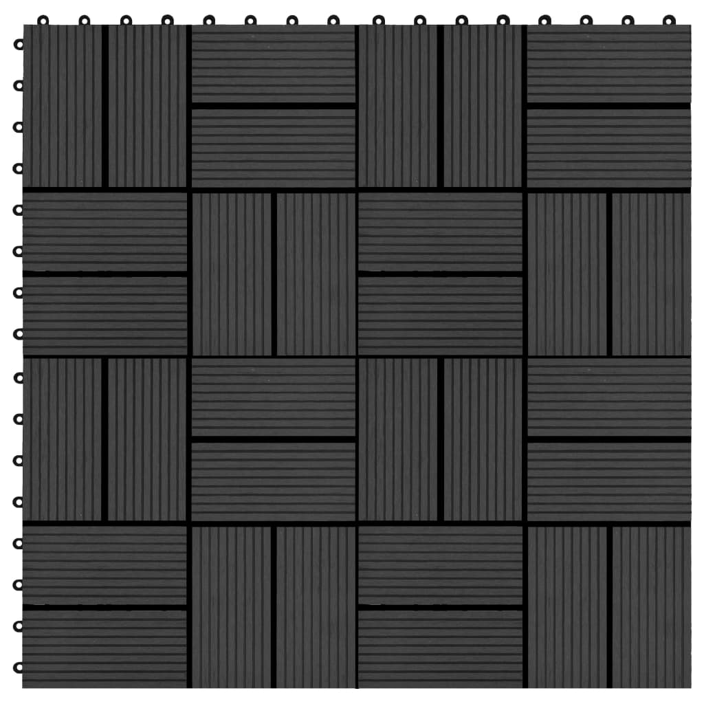 vidaXL 11 pcs Decking Tiles WPC 11.8"x11.8" 1 sqm Black