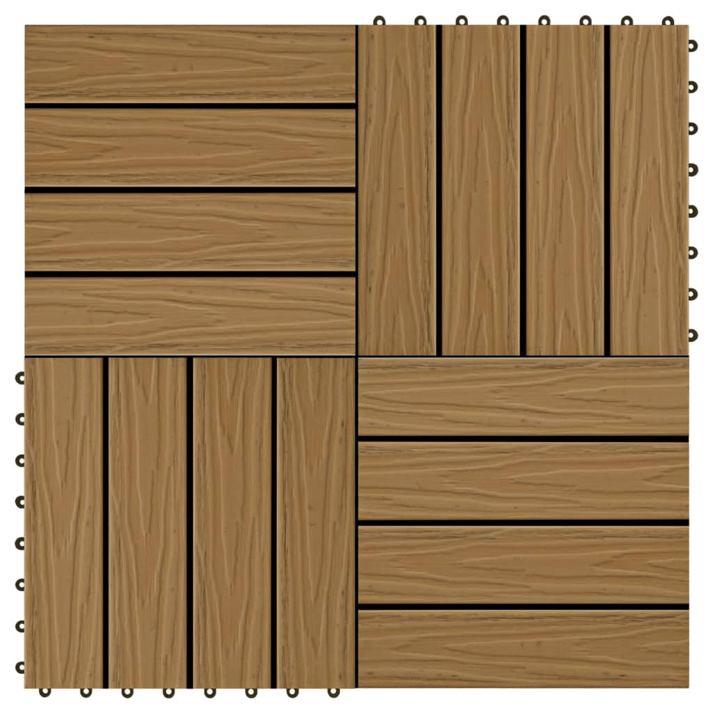 vidaXL 11 pcs Decking Tiles Deep Embossed WPC 11.8"x11.8" 1 sqm Teak Color