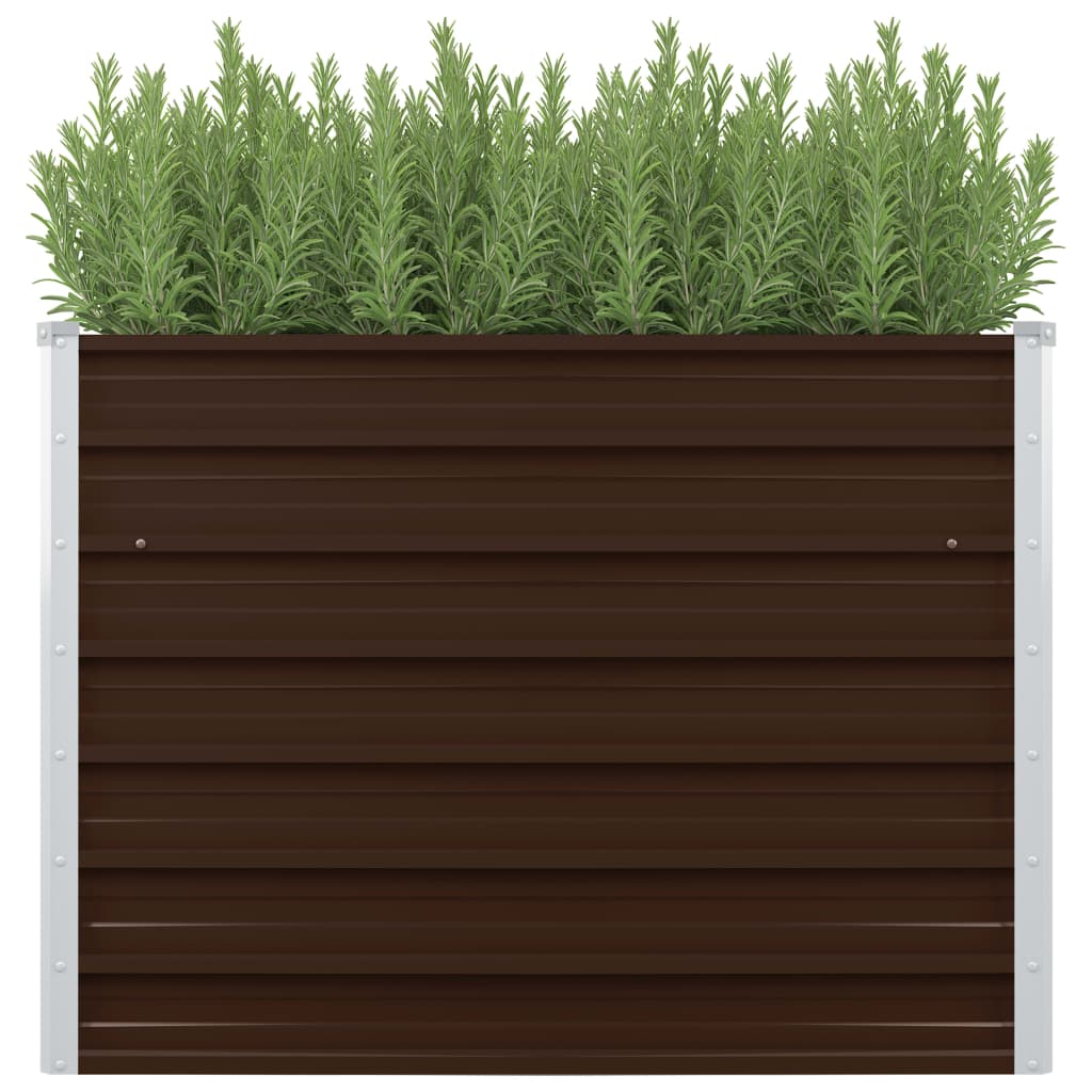 vidaXL Raised Garden Bed Brown 39.4"x39.4"x30.3" Galvanized Steel