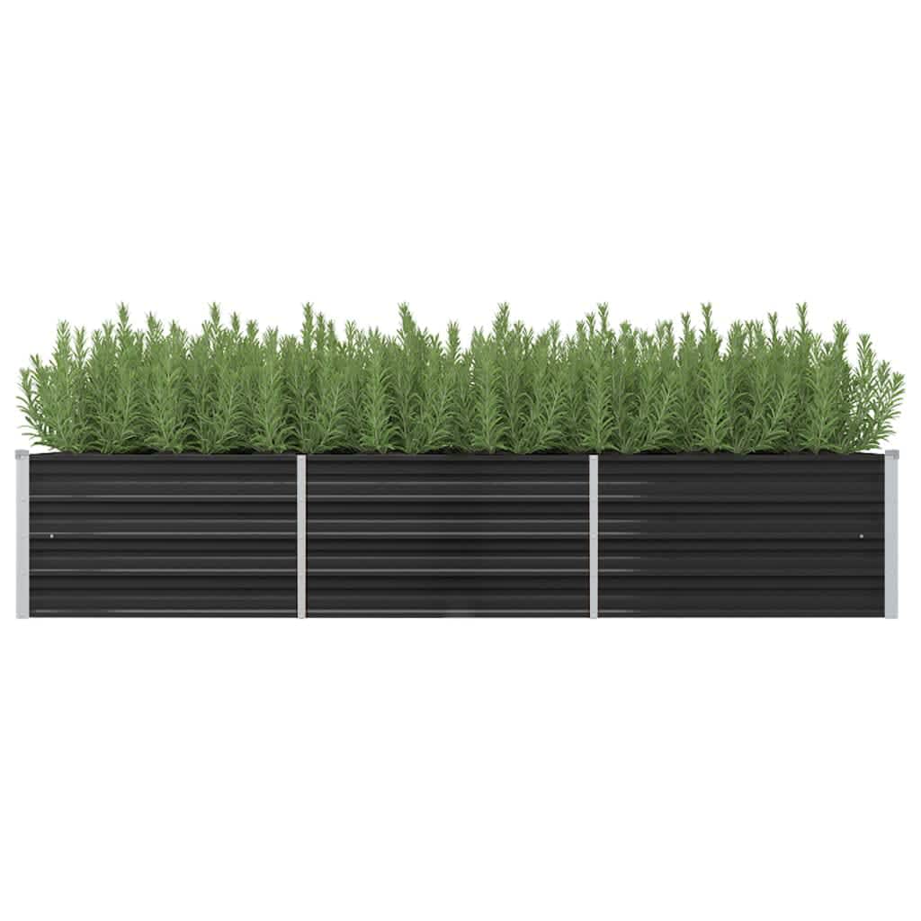 vidaXL Garden Raised Bed Anthracite 94.5"x31.5"x17.7" Galvanized Steel