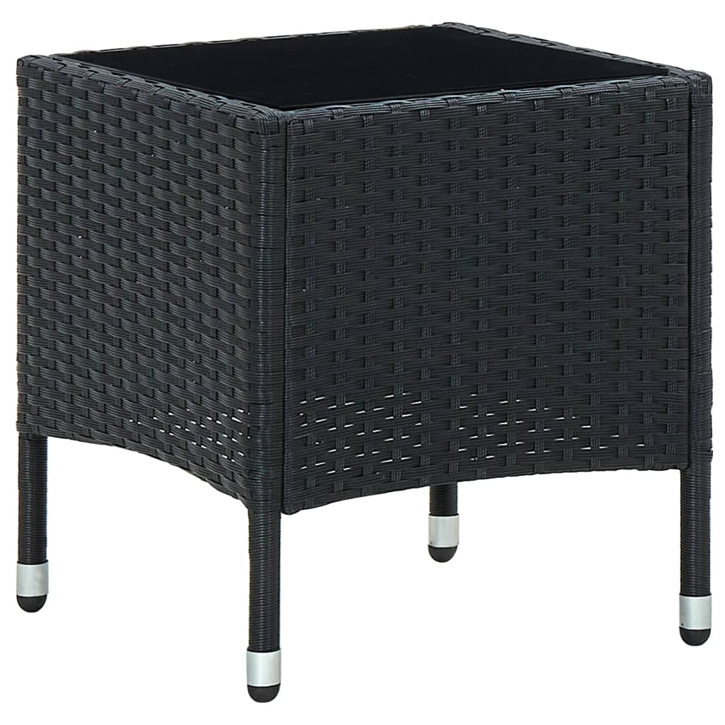 vidaXL Patio Table Black 15.7"x15.7"x17.7" Poly Rattan