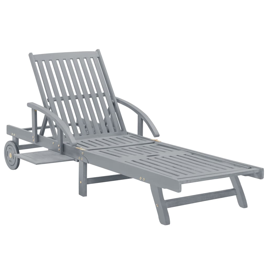 vidaXL Patio Sun Lounger Gray Solid Acacia Wood