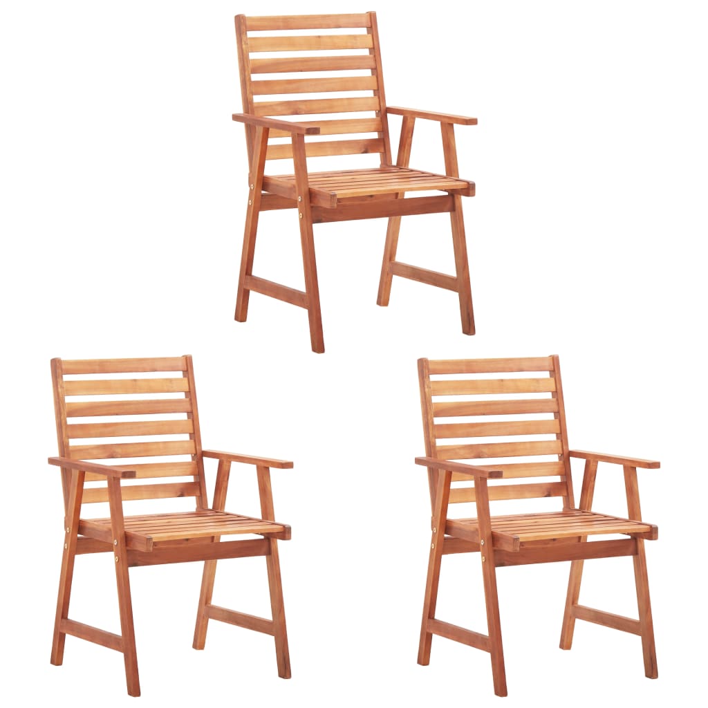 vidaXL Patio Dining Chairs 3 pcs Solid Acacia Wood