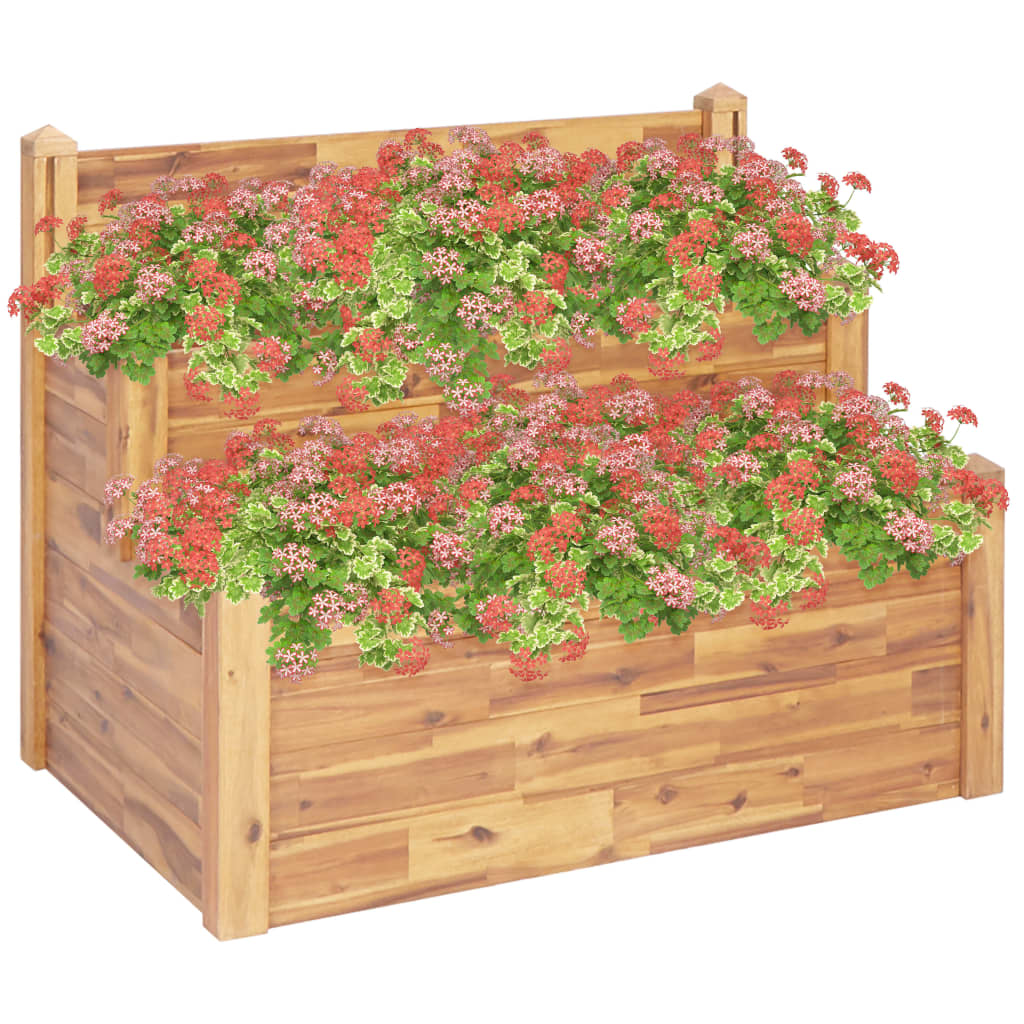 vidaXL 2-Tier Garden Planter 43.3"x29.5"x33.1" Solid Acacia Wood