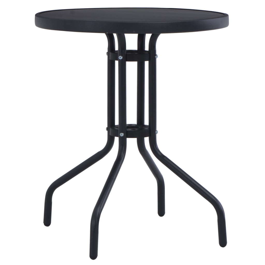 vidaXL Patio Table Black 23.6" Steel and Glass