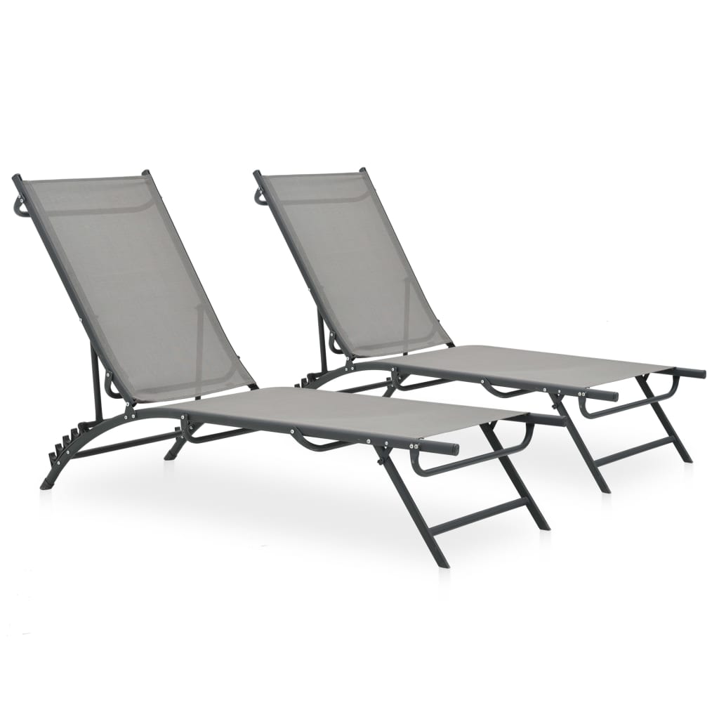 vidaXL Sun Loungers 2 pcs Textilene and Steel