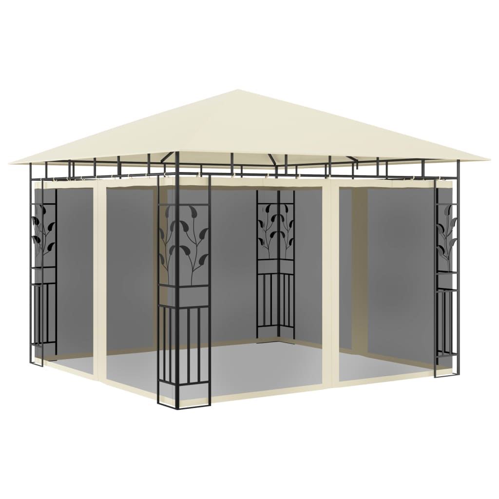 vidaXL Gazebo with Mosquito Net 9.8'x9.8'x9' Cream 0.6 oz/ft2