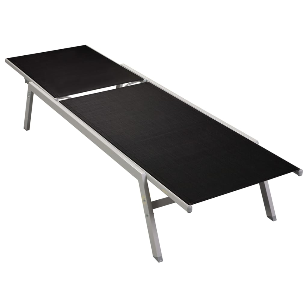 vidaXL Sun Lounger Steel and Textilene Black