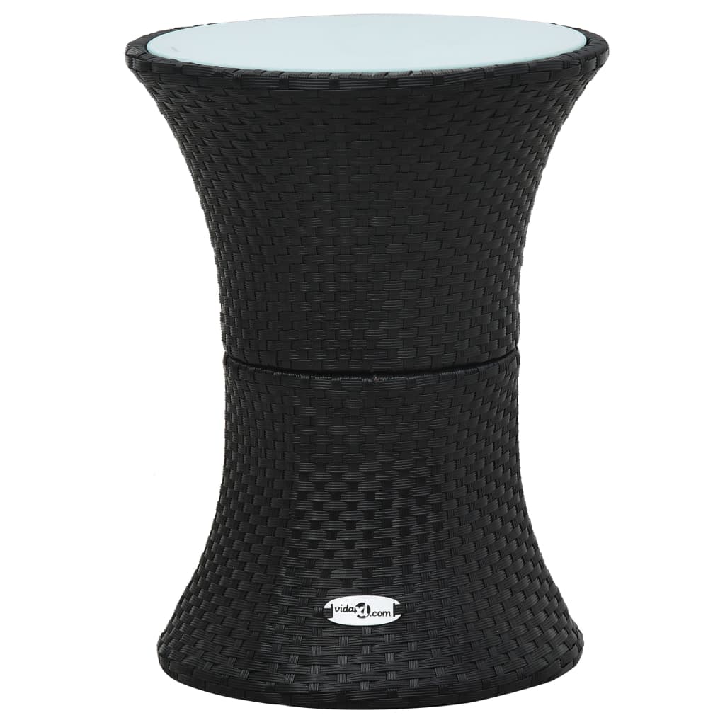 vidaXL Patio Side Table Drum Shape Black Poly Rattan