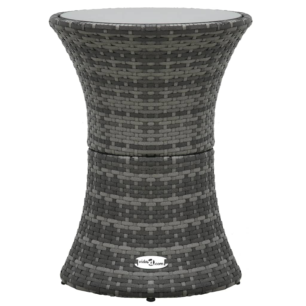 vidaXL Patio Side Table Drum Shape Gray Poly Rattan