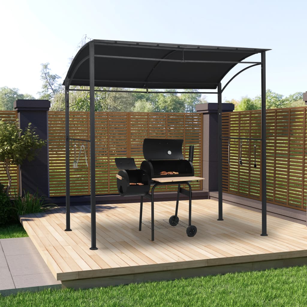 vidaXL BBQ Gazebo 84.6"x59.1"x86.6" Anthracite Steel