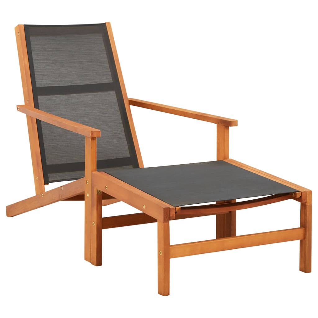 vidaXL Patio Chair with Footrest Solid Wood Eucalyptus and Textilene