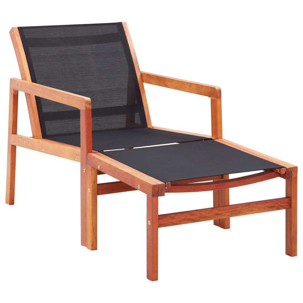 vidaXL Patio Chair with Footrest Solid Wood Eucalyptus and Textilene