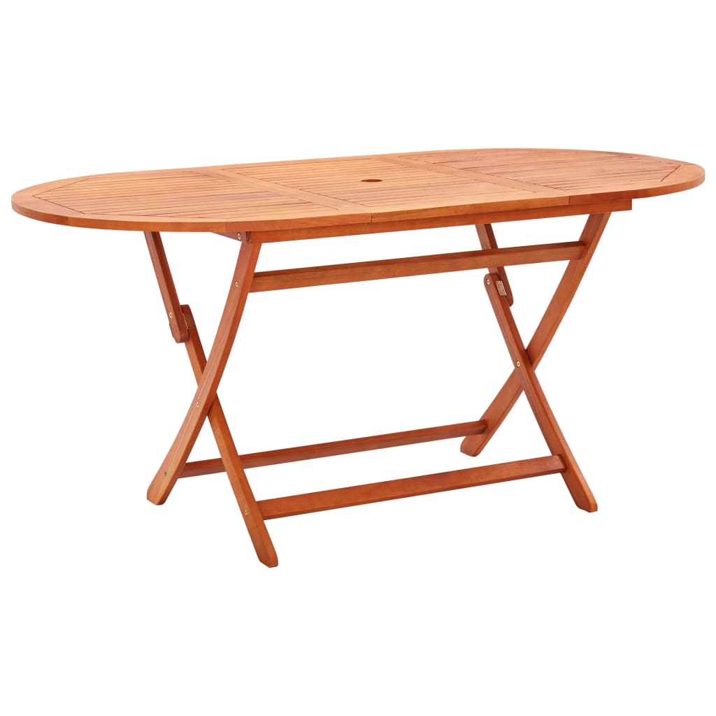 vidaXL Folding Patio Table 63"x33.5"x29.1" Solid Wood Eucalyptus