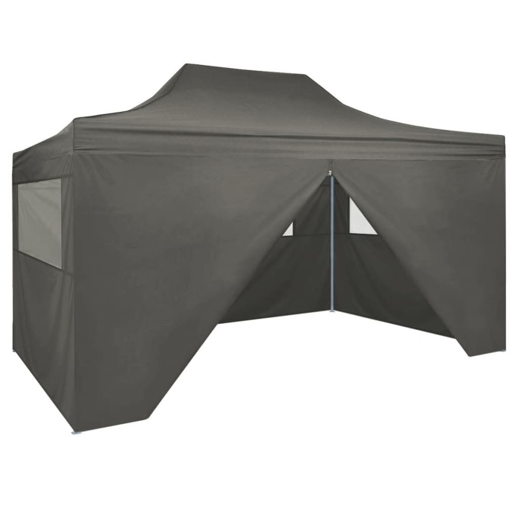 vidaXL Professional Folding Party Tent with 4 Sidewalls 9.8'x13.1' Steel Anthracite