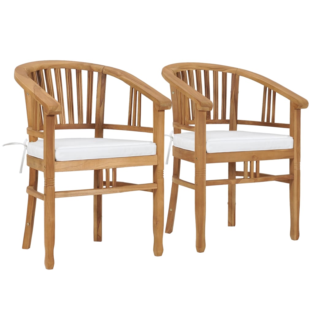 vidaXL Patio Chairs with Cushions 2 pcs Solid Teak Wood