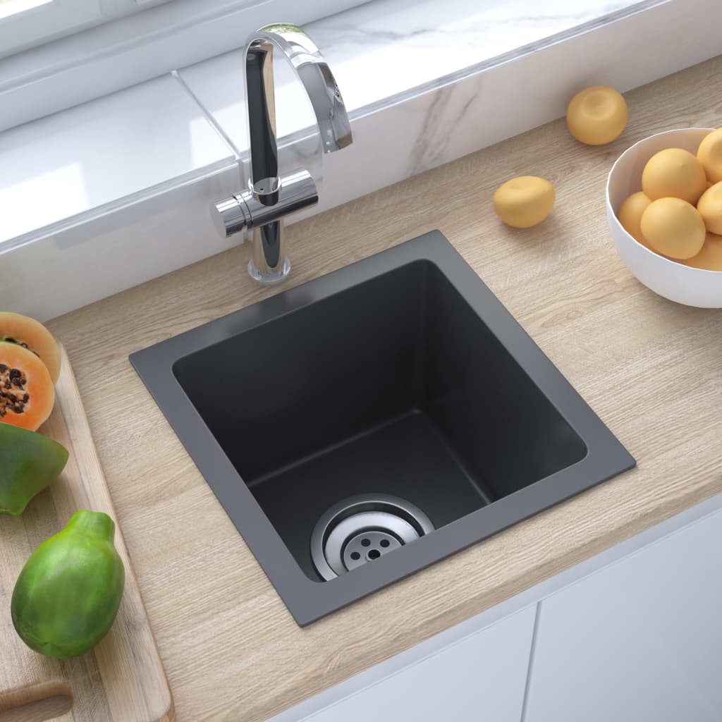 vidaXL Handmade Kitchen Sink Black Stainless Steel