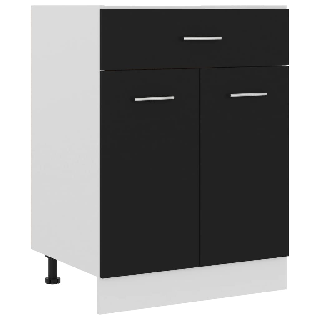 vidaXL Drawer Bottom Cabinet Black 23.6"x18.1"x32.1" Engineered Wood