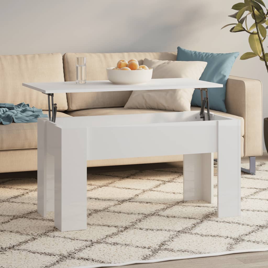 vidaXL Coffee Table High Gloss White 39.8"x19.3"x20.5" Engineered Wood