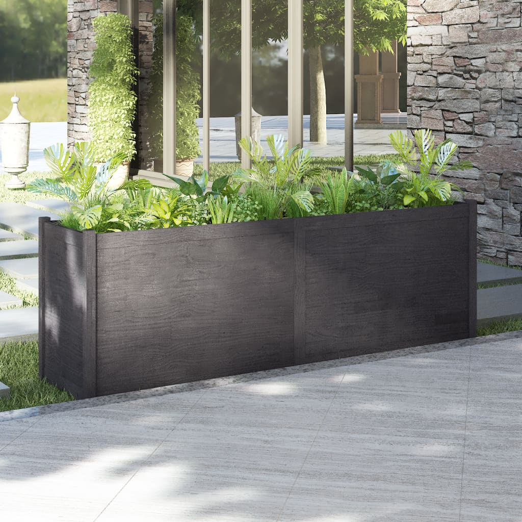 vidaXL Garden Planter Gray 78.7"x19.7"x27.6" Solid Wood Pine