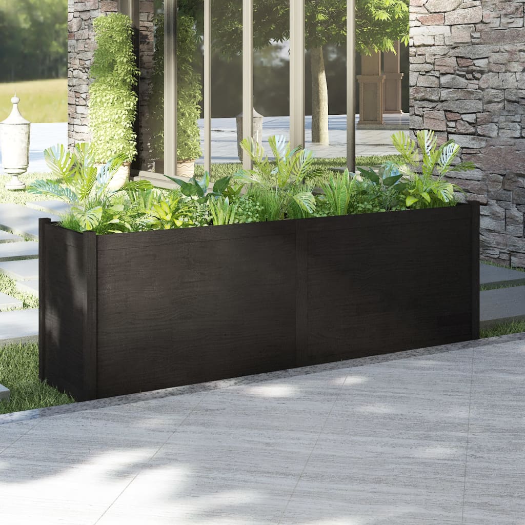 vidaXL Garden Planter Black 78.7"x19.7"x27.6" Solid Wood Pine