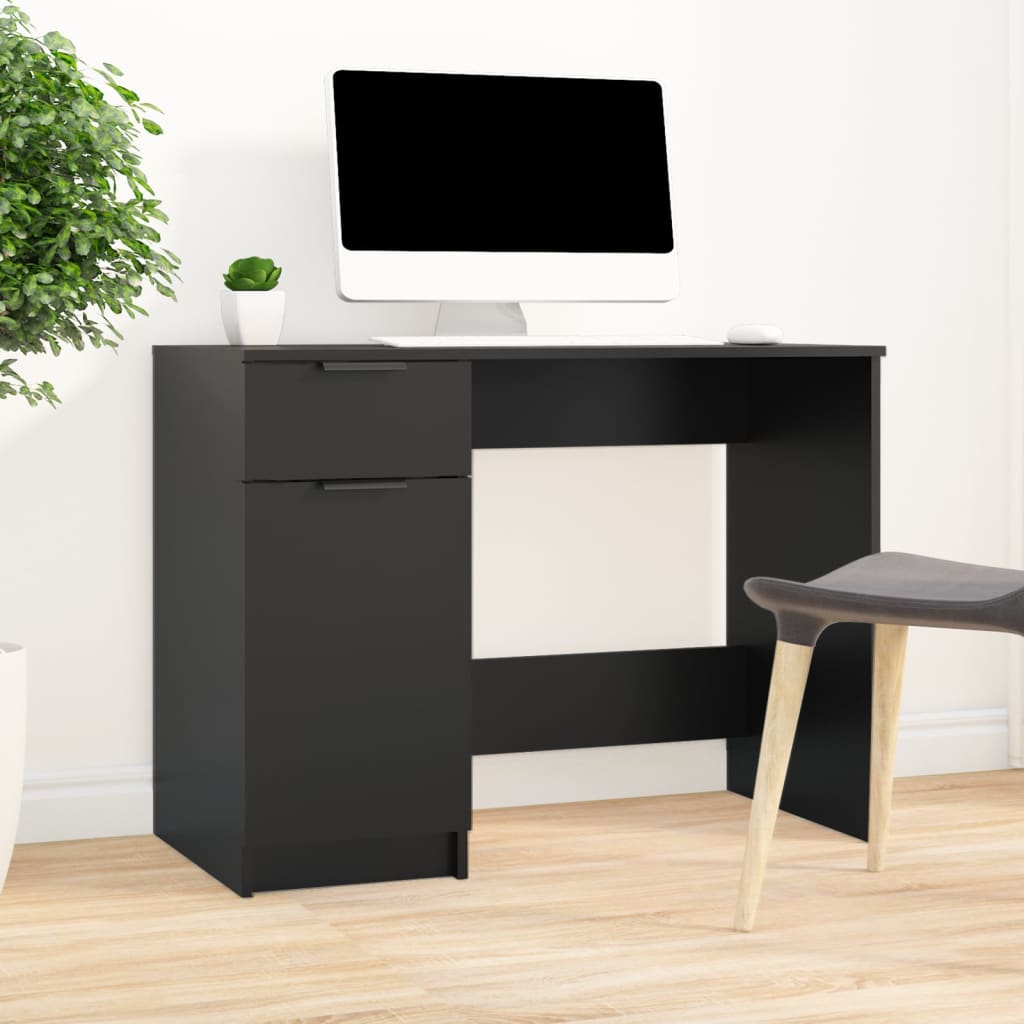 vidaXL Desk Black 39.4"x19.7"x29.5" Engineered Wood