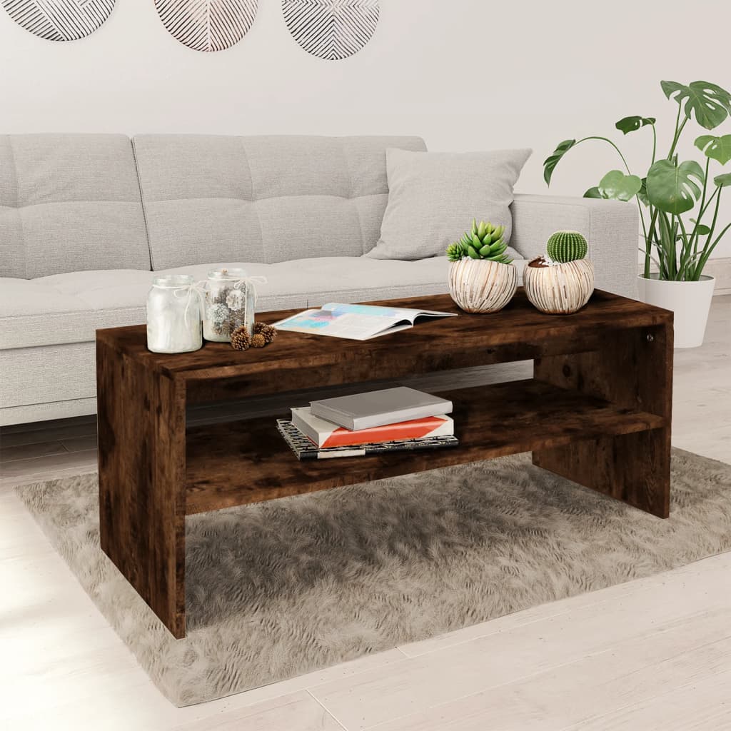 vidaXL Coffee Table Smoked Oak 39.4"x15.7"x15.7" Engineered Wood